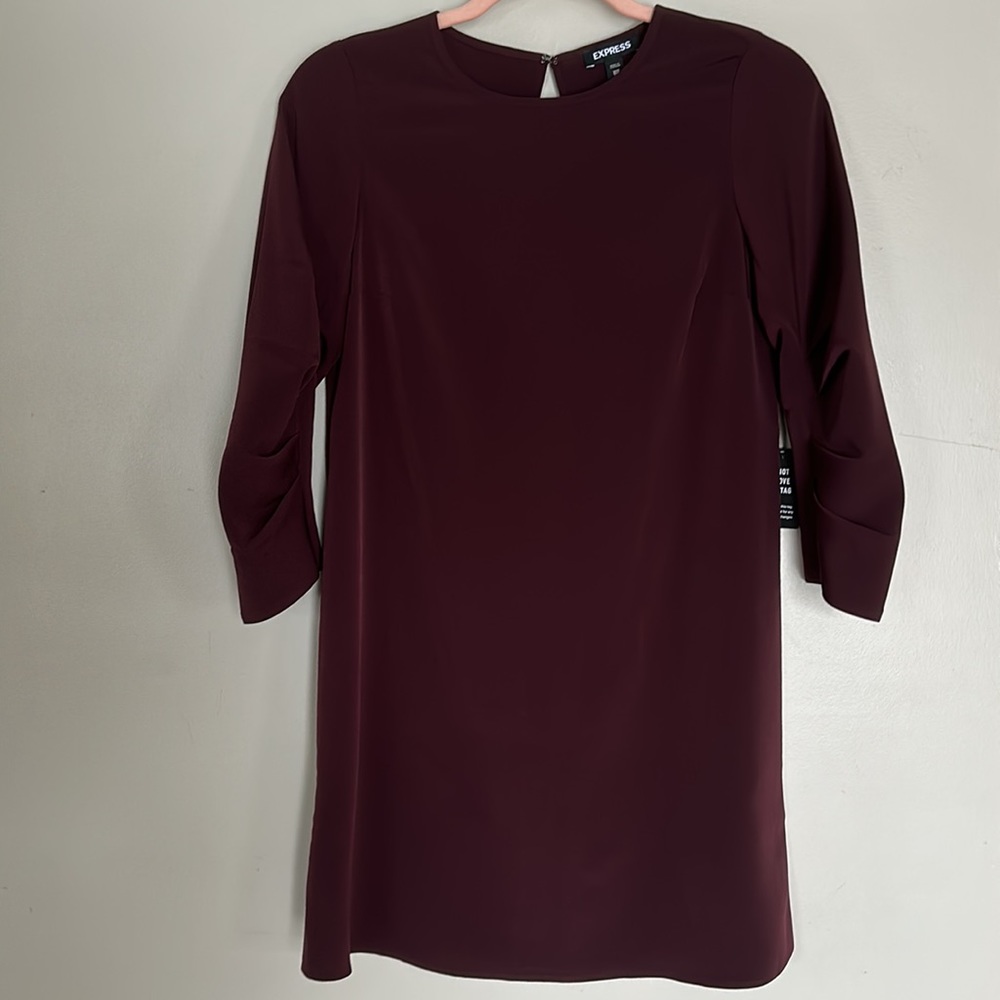 Express Shift Dress - Burgundy - XXS